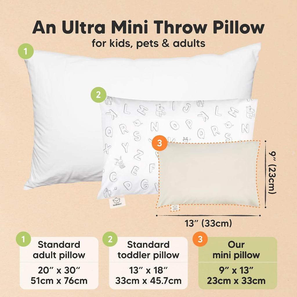 Mini Toddler Pillow with Pillowcase - 9x13 My Little Dreamy Travel Kids Pillow for Sleeping, Toddler Bed, Small, Tiny, Organic Cotton…