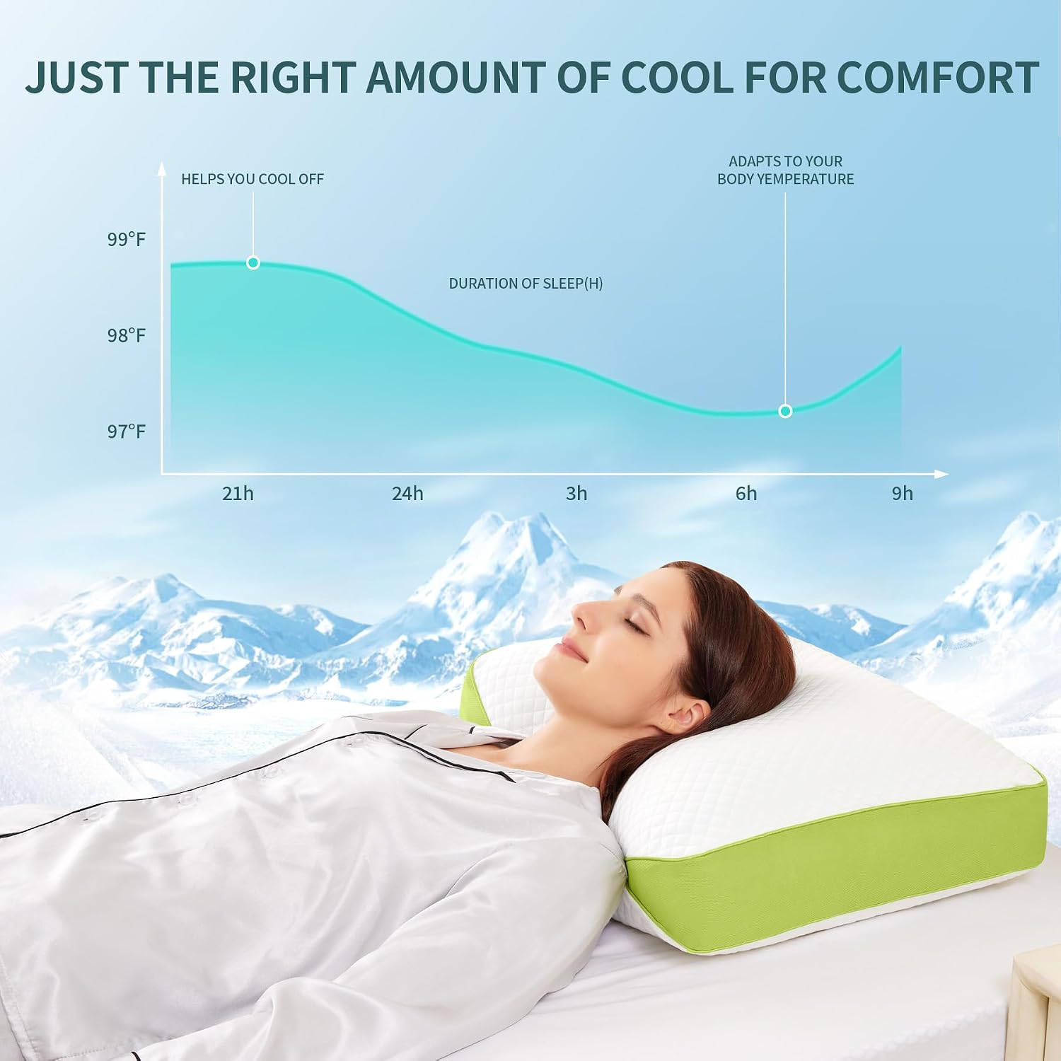 Luxury Hotel Cooling Pillow for Sleeping, Medium Firm Shredded Memory Foam Pillows King Size Set of 2, with Zipper Adjustable Supportive