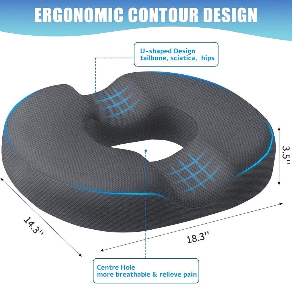BlissTrends Donut Pillow Seat Cushion, Donut Chair Cushions for Postpartum Pregnancy & Hemorrhoids, Tailbone Cushion, Memory Foam Lifting C…