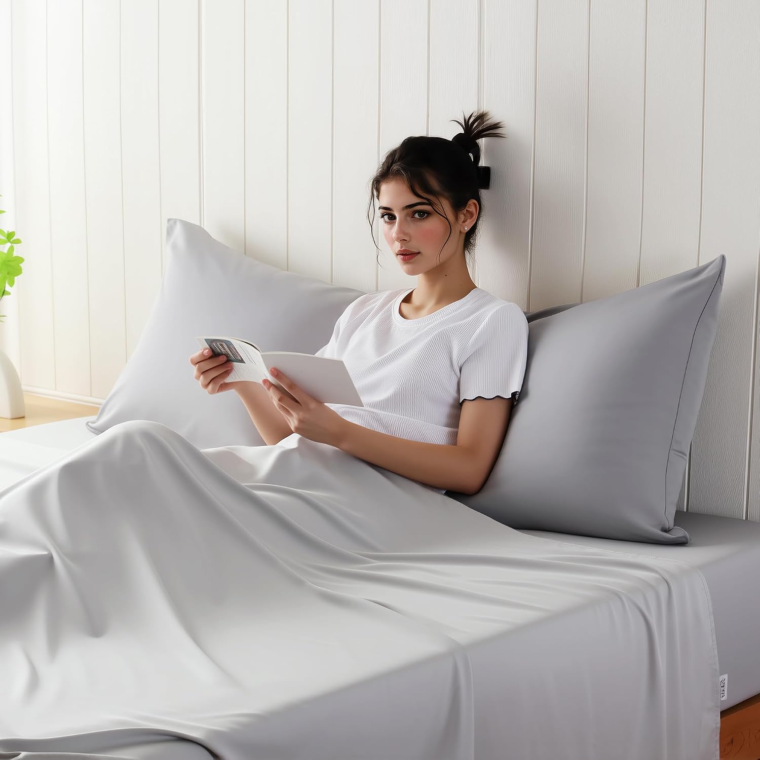 1 Pack Body Size Bamboo Viscose Zippered Pillow Case,400 Thread Count Cooling Pillow Protectors for Hot Sleepers, Luxurious Hotel Quality…