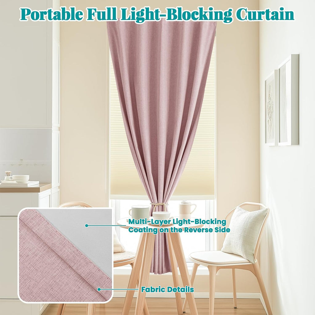100% Blackout Self Adhesive Portable Curtains for Bedroom Easy to Install Window Thermal Lnsulated Kitchen Room Darkening Small Window…
