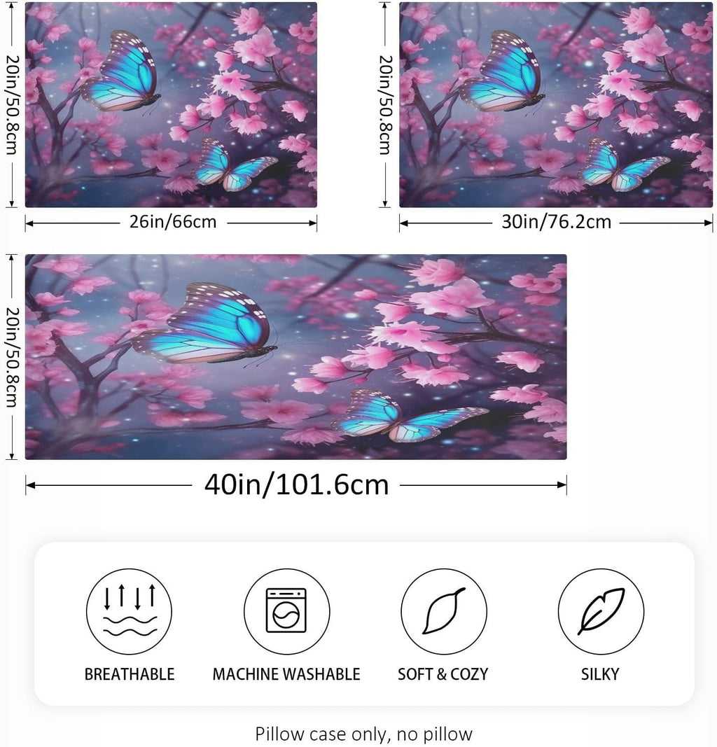 YETTASBIN Butterfly Flower Satin Pillowcase, Soft Breathable Silk Pillow Case with Envelope Closure for Hair and Skin, King Size 40 x 20…