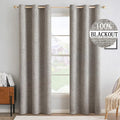 Miulee 100% Blackout Linen Textured Curtains for Bedroom Solid Thermal Insulated Warm Taupe Grommet Room Darkening Curtains & Drapes Luxury…