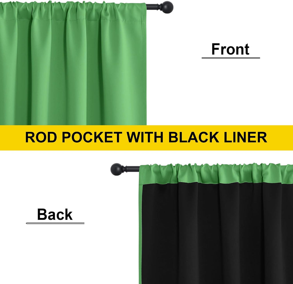 Nicetown Forest Green 100% Blackout Curtain Panels, W52 x L84 inches Drop Rod Pocket Window Treatments with Black Liner for Nursery and Bed…