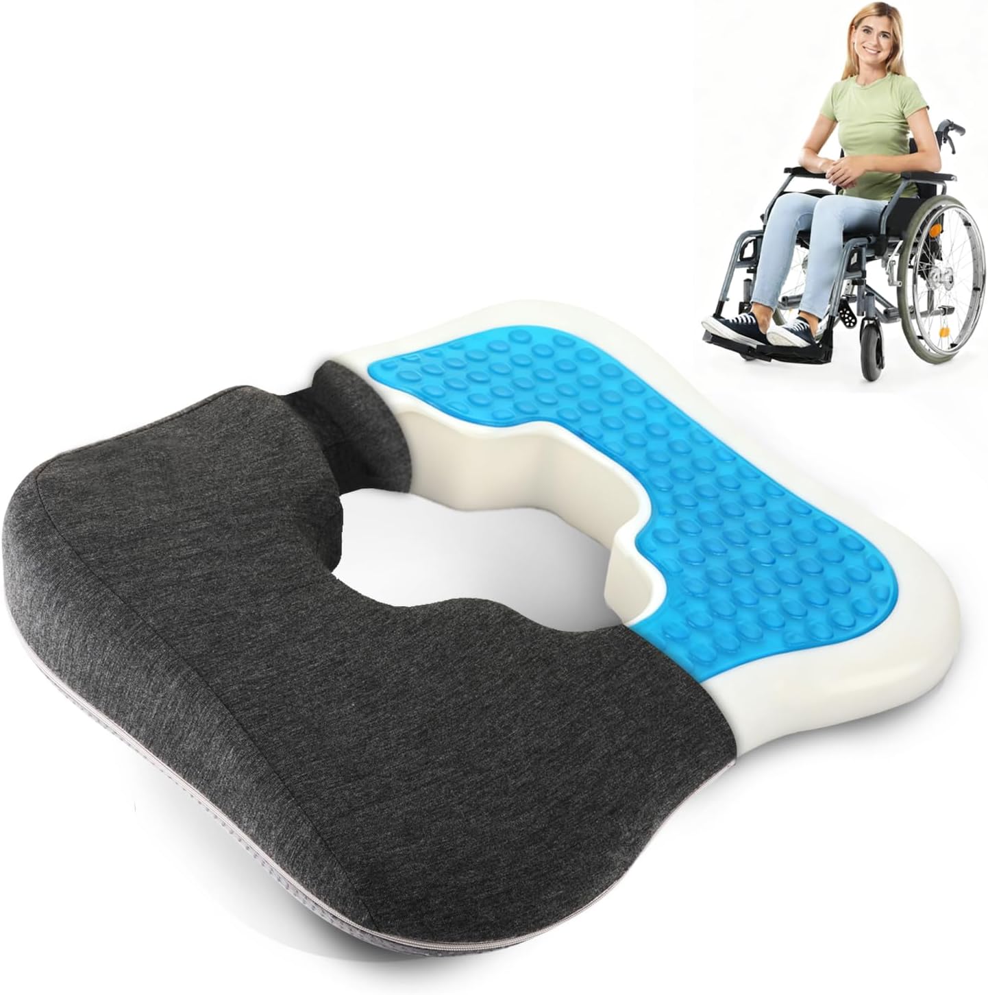 AeriGnix Gel Wheelchair Cushions for BedSores Prevention, Bed Sore Pad Cushion for Butt - for Long Sitting & Relieve Sciatica, Back,…