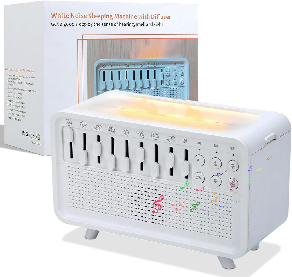 White Noise Night Light Humidifier, 3-in-1 White Noise Sound Machine Humidifier with 8 Ambient Sounds, Diffuser Sound Box Powered by USB…