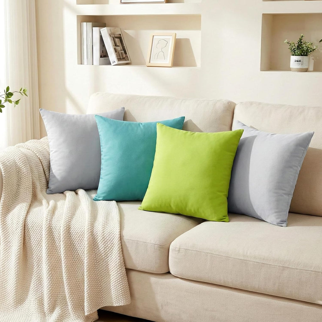 Thmyo 4-Pack 100% Cotton Comfortable Solid Decorative Throw Pillow Case Square Cushion Cover Pillowcase Sublimation Blank Pillow Covers DIY…