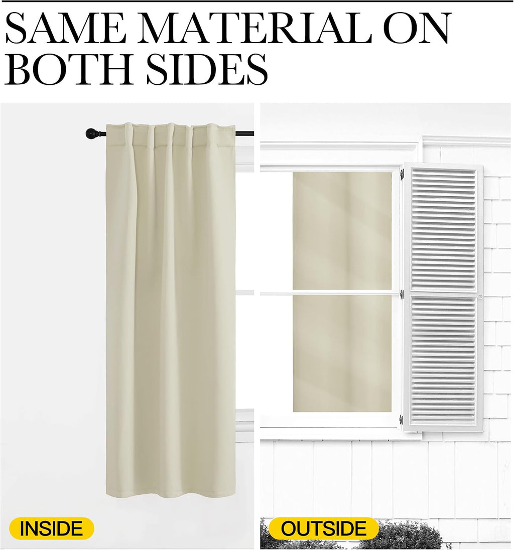NICETOWN Blackout Window Curtains for Living Room - (Beige Color) 42x40 Inch, 2 Panels Set, Thermal Insulated Room Darkening Blackout…