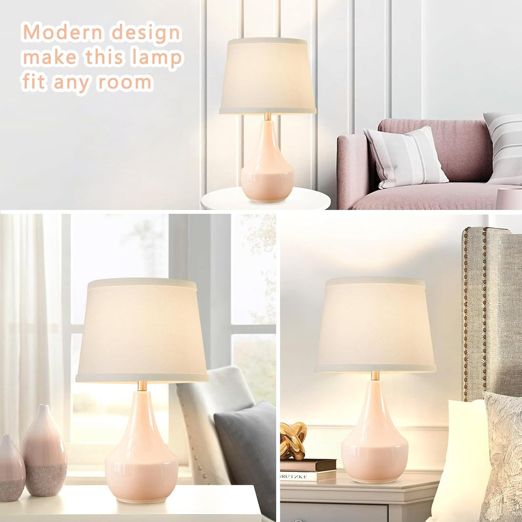 GyroVu 18" Table Lamp Set of 2, Ceramic Lamp Classic Beside Lamps Nightstand Lamp Modern Bedside Lamp for Living Room, Bedroom & Office…