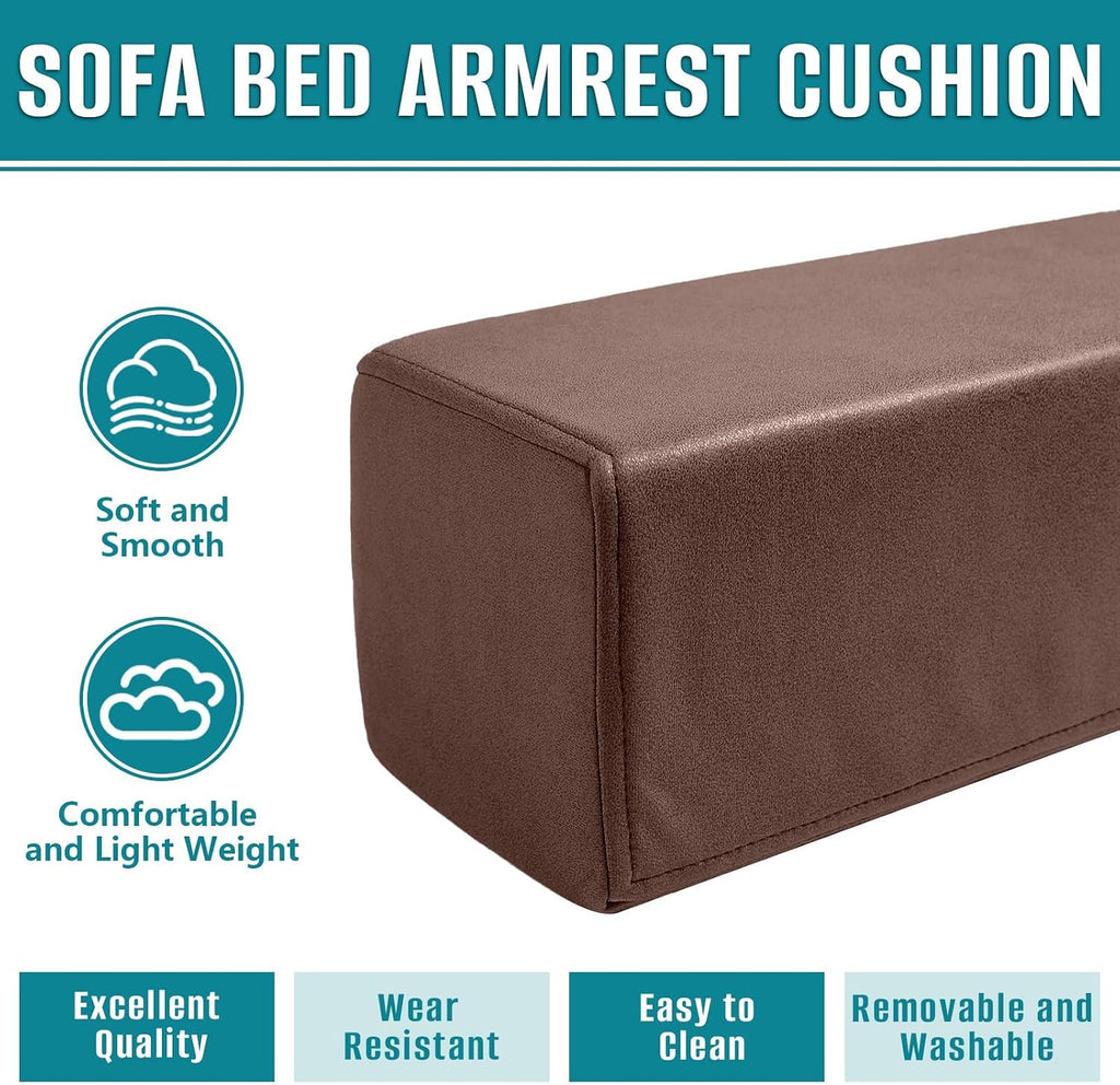 MMuteTouch 2 Pack Couch Arm Rest Pillow, 6''x6''x20'' Faux Leather Waterproof Cover, High Density Foam Armrest Cushion, Removable & Washabl…