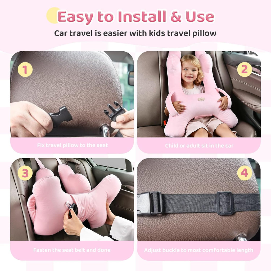 FLORICH Kids Travel Pillow, Car Sleeping Travel Pillow for Kids, Washable H-Shaped Pillow for Adults and Children to Support Head and…