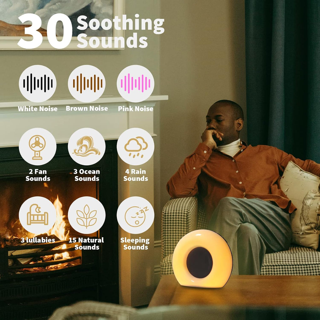 DailyBody Sound Machine White Noise Machine with 30 Soothing Sounds 12 Colors Night Light 32 Levels Volume 5 Timers & Memory Function Effec…