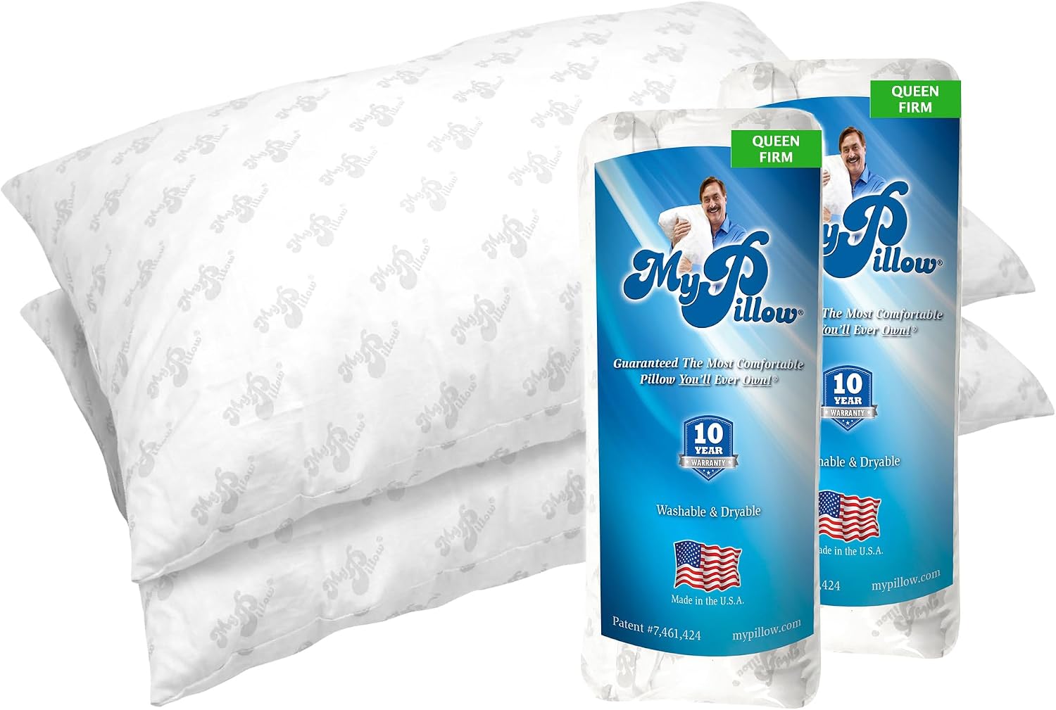 MyPillow Bedding Bed Pillows for Sleeping Queen Size, Set of 2, for Back, Stomach or Side Sleepers - My Pillow Classic [Queen, Firm]