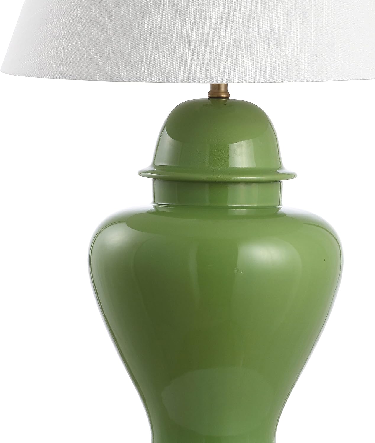 JONATHAN Y 33" Green Modern Ceramic Ginger Jar Table Lamp for Living Room, Traditional Bedside Lamp for Bedroom Entryway, White Linen…