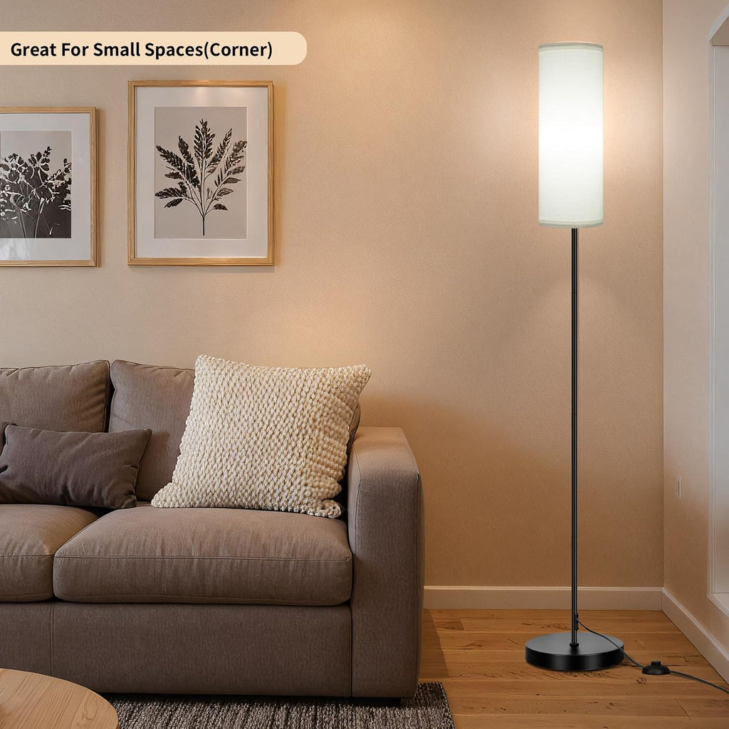 Fridekohome FRIDEKO HOME Floor Lamp with White Shade, Simple Design with Foot Pedal Switch, Small Tall Lamps for Living Room Bedroom Office…