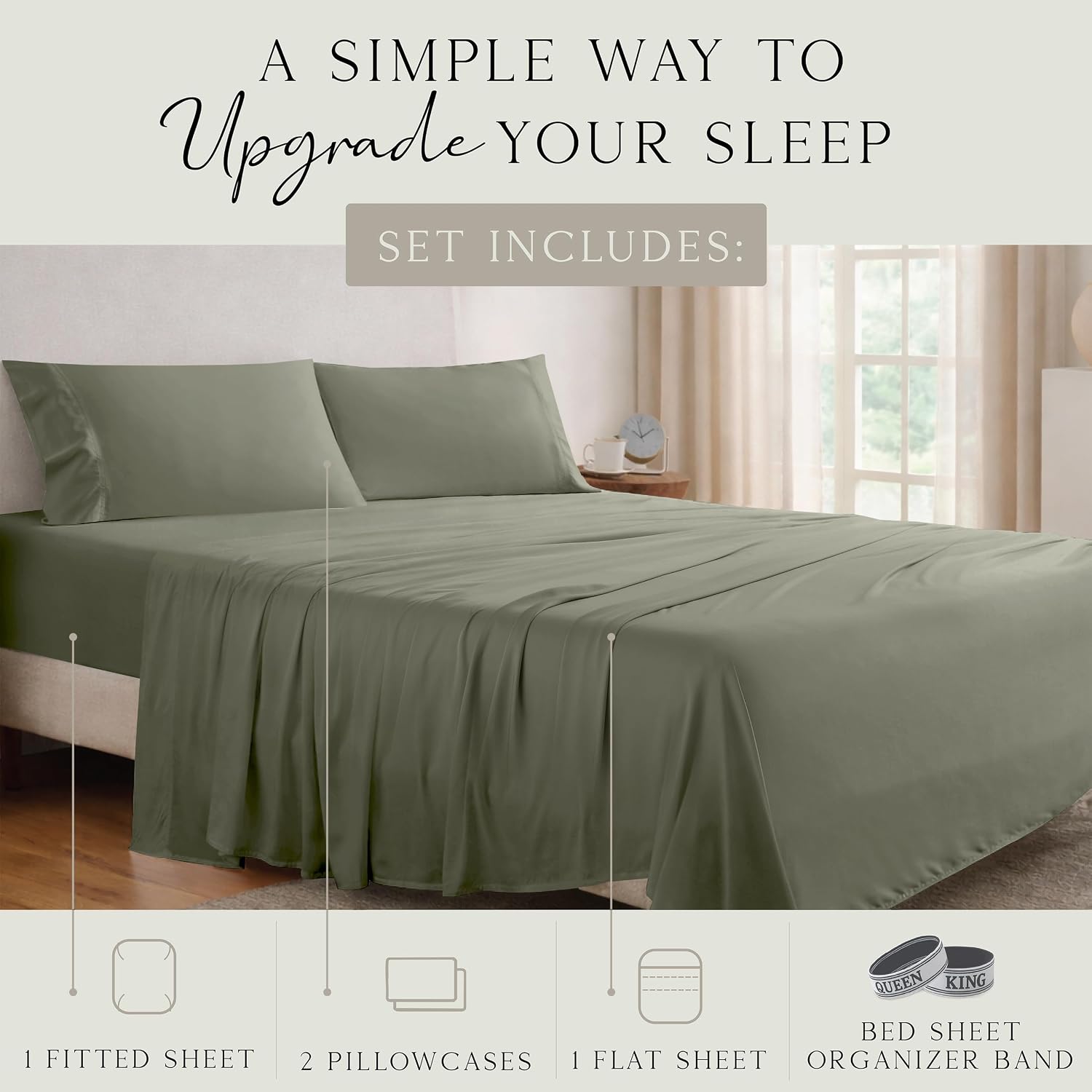 KARISSA MAE Pure Viscose from Bamboo Full Size Sheet Set | 100% FSC Certified | Luxuriously Soft | Cooling | 18" Deep Pocket w/Corner…