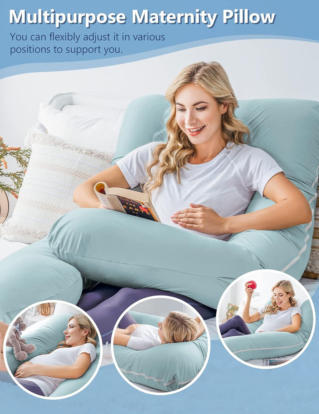 Meiz Pregnancy Pillow, Cooling Pregnancy Pillows for Sleeping, Maternity Pillow for Pregnant Women, Pregnancy Body Pillow with Cooling Jers…