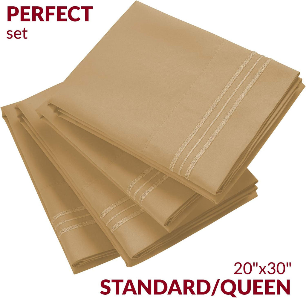 Mellanni Pillow Cases Set - 4 PC Iconic Collection Pillowcases - Hotel Luxury, Extra Soft, Cooling Pillow Covers - Wrinkle, Fade, Stain Res…