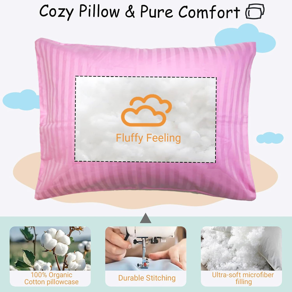 ZPECC-ABrandThatHasBeenFocusedOnBeddingFor20Years ZPECC Toddler Pillow with Pillowcase 2 Pack - 13x18 Organic Cotton Hypoallergenic Kids Pi…