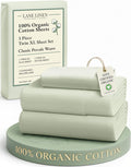 LaneLinen LANE LINEN 100% Mercerized Organic Cotton Twin XL Sheets Set, Soft & Comfy Percale Weave - Perfect for Hospital beds or Dorm Room…