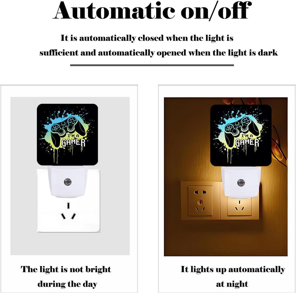 I'm A Gamer Night Light, Plug Into Wall with Dusk to Dawn Light Sensors, Warm Nightlights for Bedroom, Bathroom, Hallway, Kitchen, Gifts…