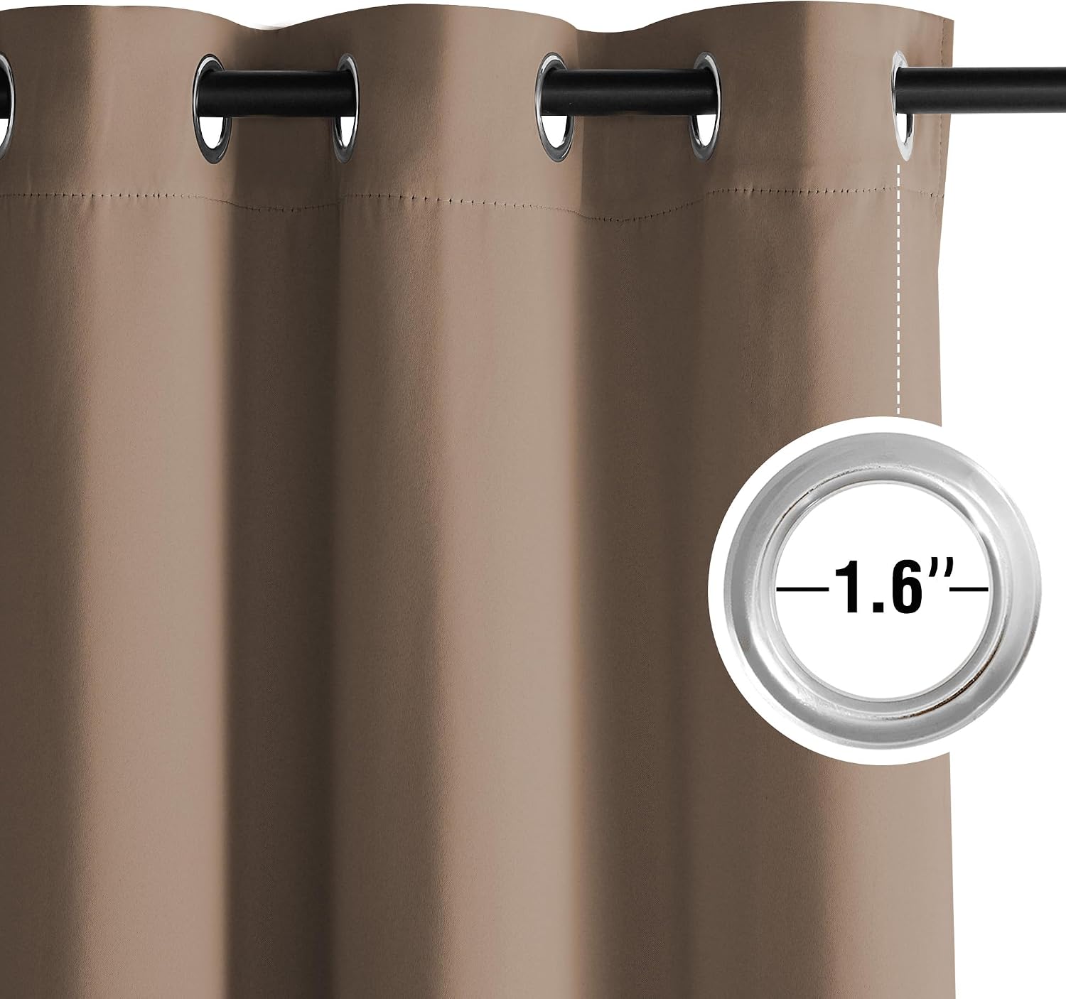 Nicetown Room Darkening Draperies Curtains Panels, 2 Panels Cappuccino W52 x L108 silver