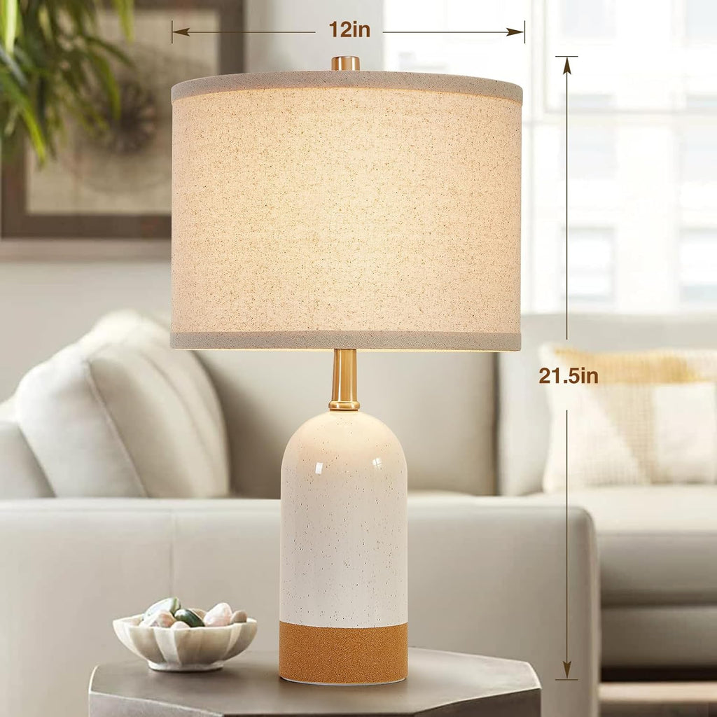 GyroVu Small Table Lamps Set of 2, Bedside Lamp for Bedroom, 21.5" Nightstand Ceramic Desk Lamp for Kids Room, Living Room, Dorm…