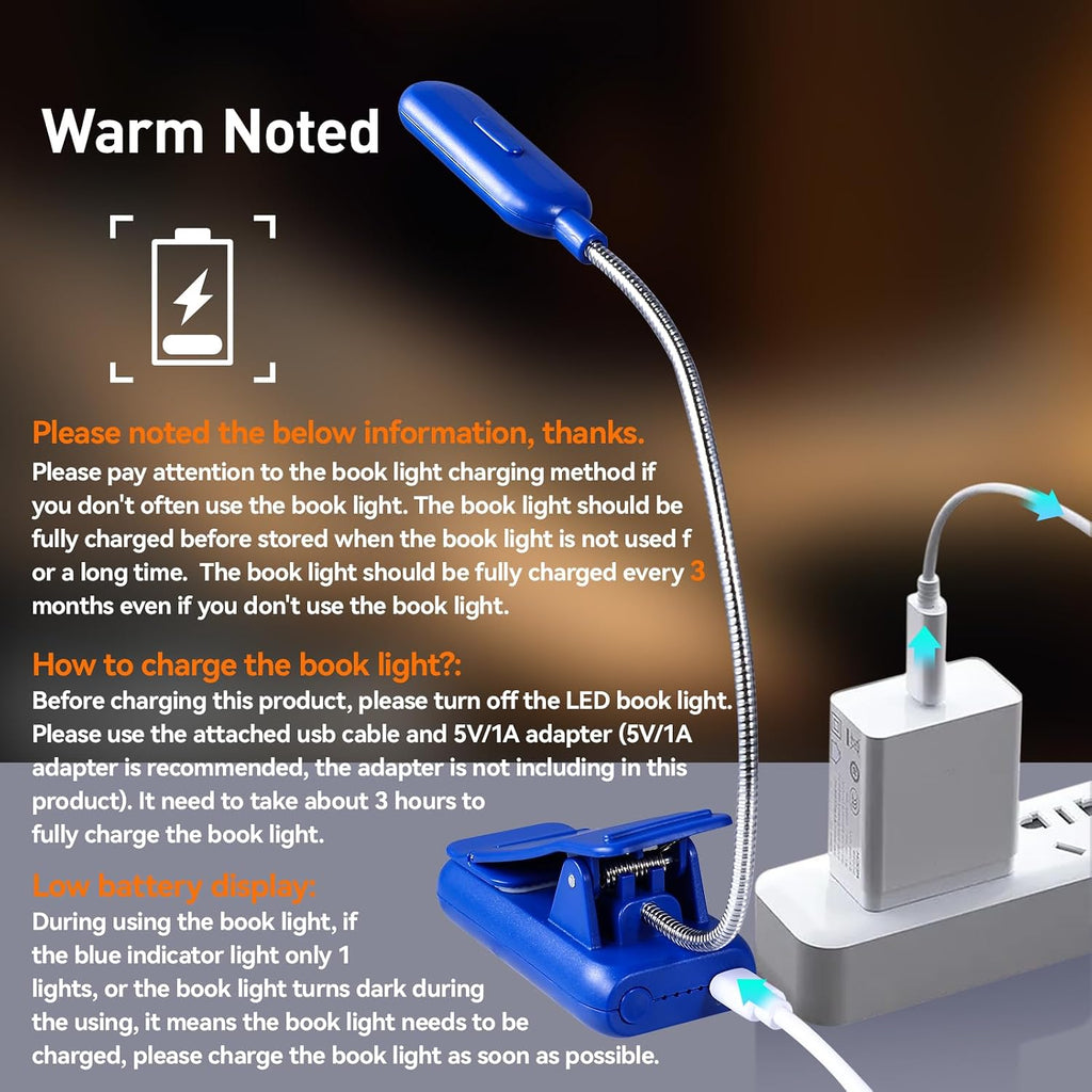 Vavofo Rechargeable Book Light for Reading in Bed Kids, 7 LED Reading Light with 9-Level Warm Cool White Daylight, Eye comfort Lamp with…