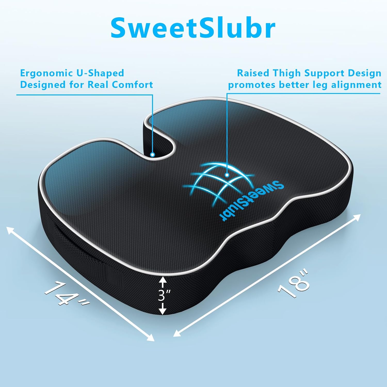 SweetSlubr SweetSlubr Ergonomic Memory Foam Seat Cushion & Lumbar Support Pillow Set, Orthopedic Coccyx Cushion for Office Chair, Ca…