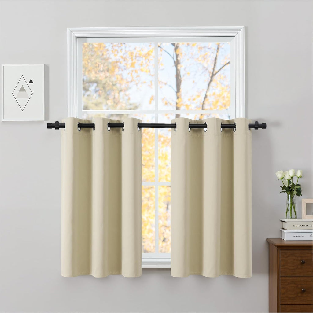 NICETOWN 100% Short Blackout Curtains 36 Inch Length for Bedroom, Privacy Thermal Insulated Grommet Window Drapes for Kitchen Living…