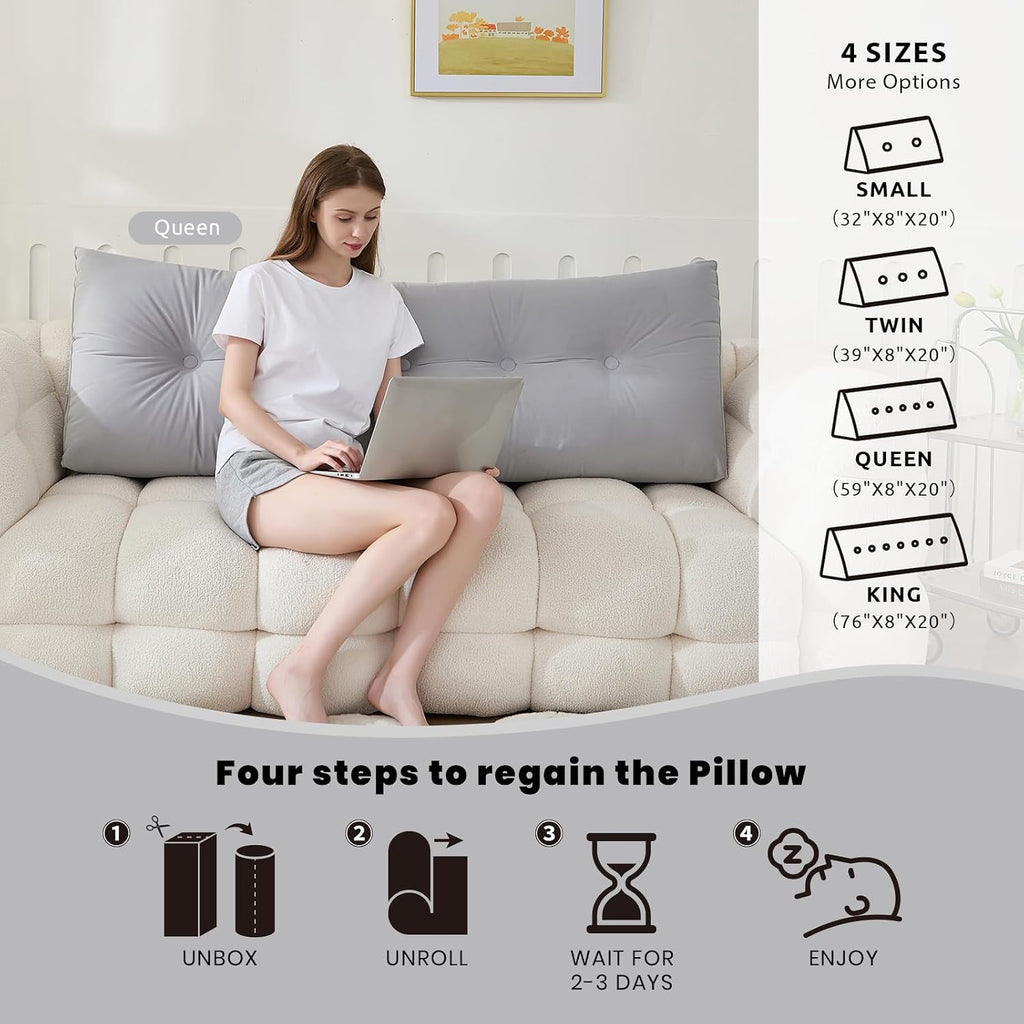 Zelladorra Headboard Pillow for Bed, Triangular Wedge Pillow Headboard Soft Support While Reading and Resting, Bed Bolster Cushion…