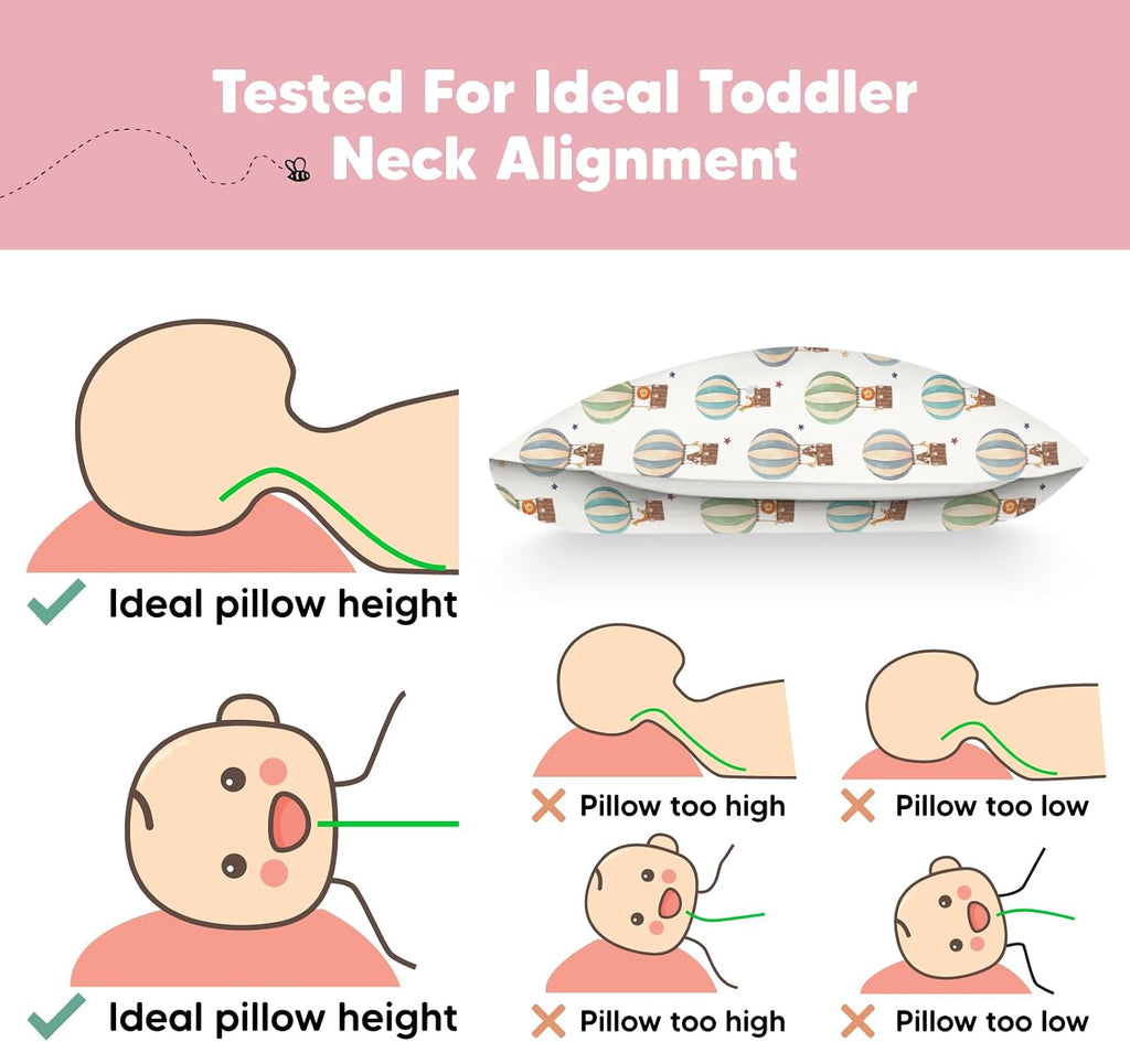 Toddler Pillow with Pillowcase - 13x18 My Little Dreamy Kids Travel Bed Pillows for Sleeping, Organic Cotton Small Pillowcase, Soft &…