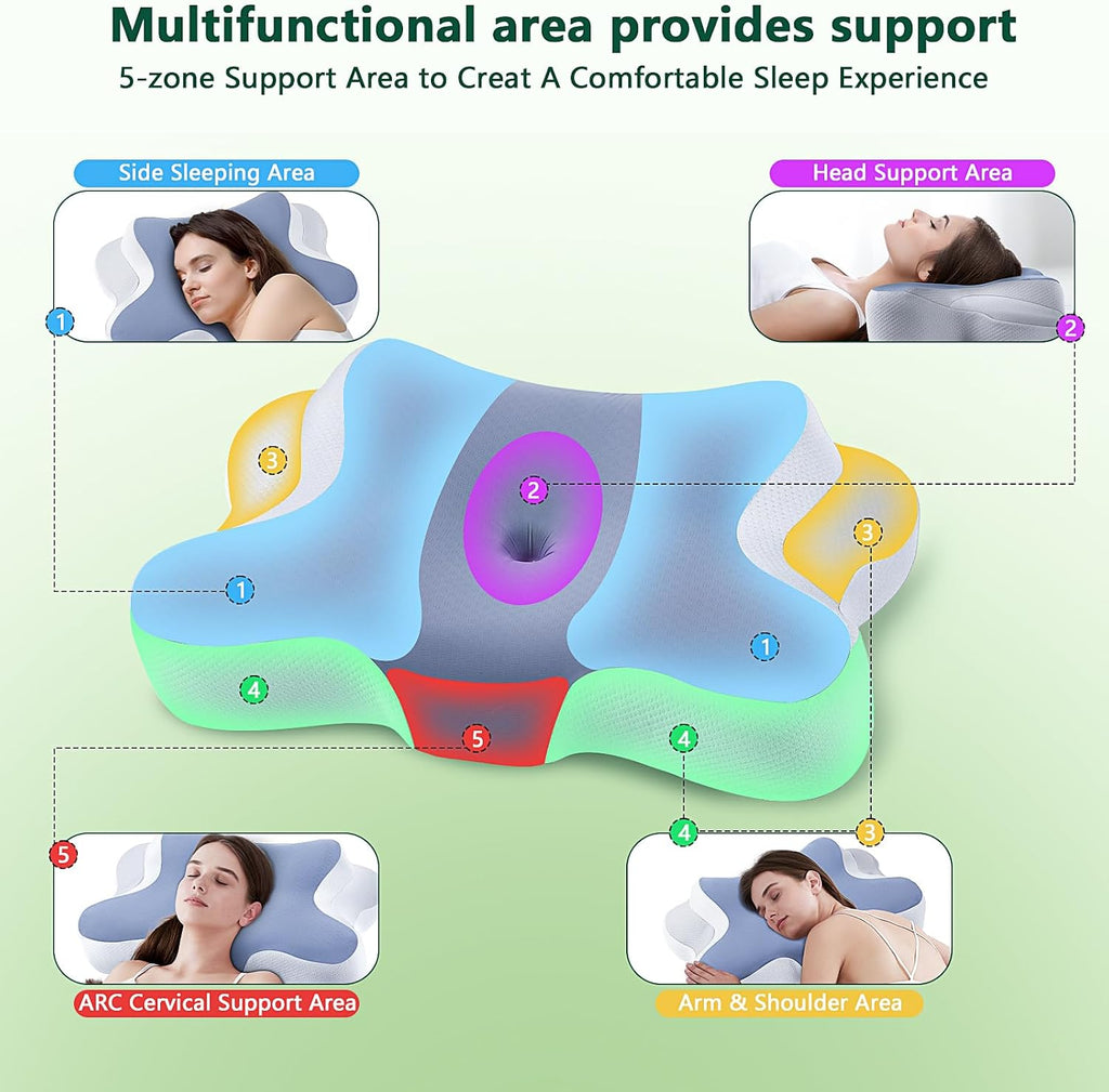 A-Pce PKBD Cervical Pillows for Sleeping, Ergonomic Orthopedic Neck Support Pillow, Memory Foam Pillow with Removable Pillowcase for…