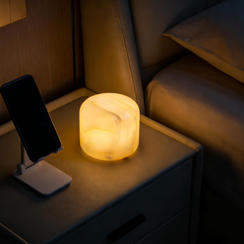 Marmor Marble Lamp Night Light Touch Bedside Table Lamp for Bedroom, Type-C Rechargeable Small Desk Bedside Small Lamps, Eye Caring Dimmable…