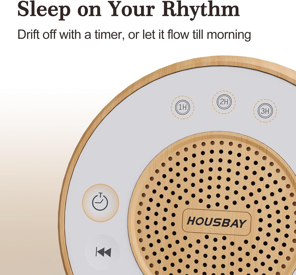 Housbay White Noise Sound Machine for Sleeping, 31 Soothing Sounds, Small Sleep Machine for Adults, Wood Grain Design for Bedroom & Noise…
