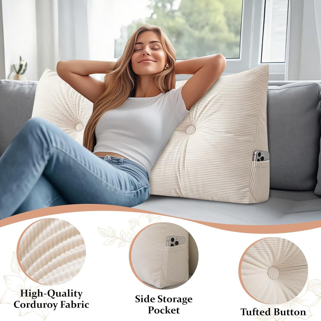 Wedge Pillows Headboard Twin XL Backrest Pillows for Sitting Up in Bed Rest Large Triangle Bolster Cushion Daybed Pillow Lumbar Support…