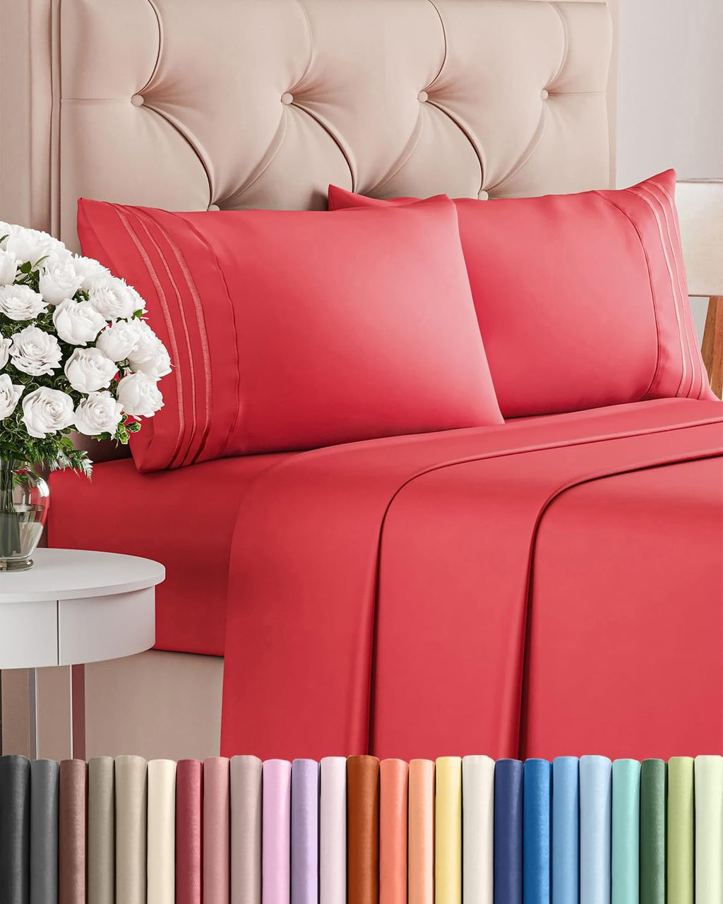 Full Size 4 Piece Sheet Set - Comfy Breathable & Cooling Sheets - Hotel Luxury Bed Sheets for Women & Men - Deep Pockets, Easy-Fit, Extra…