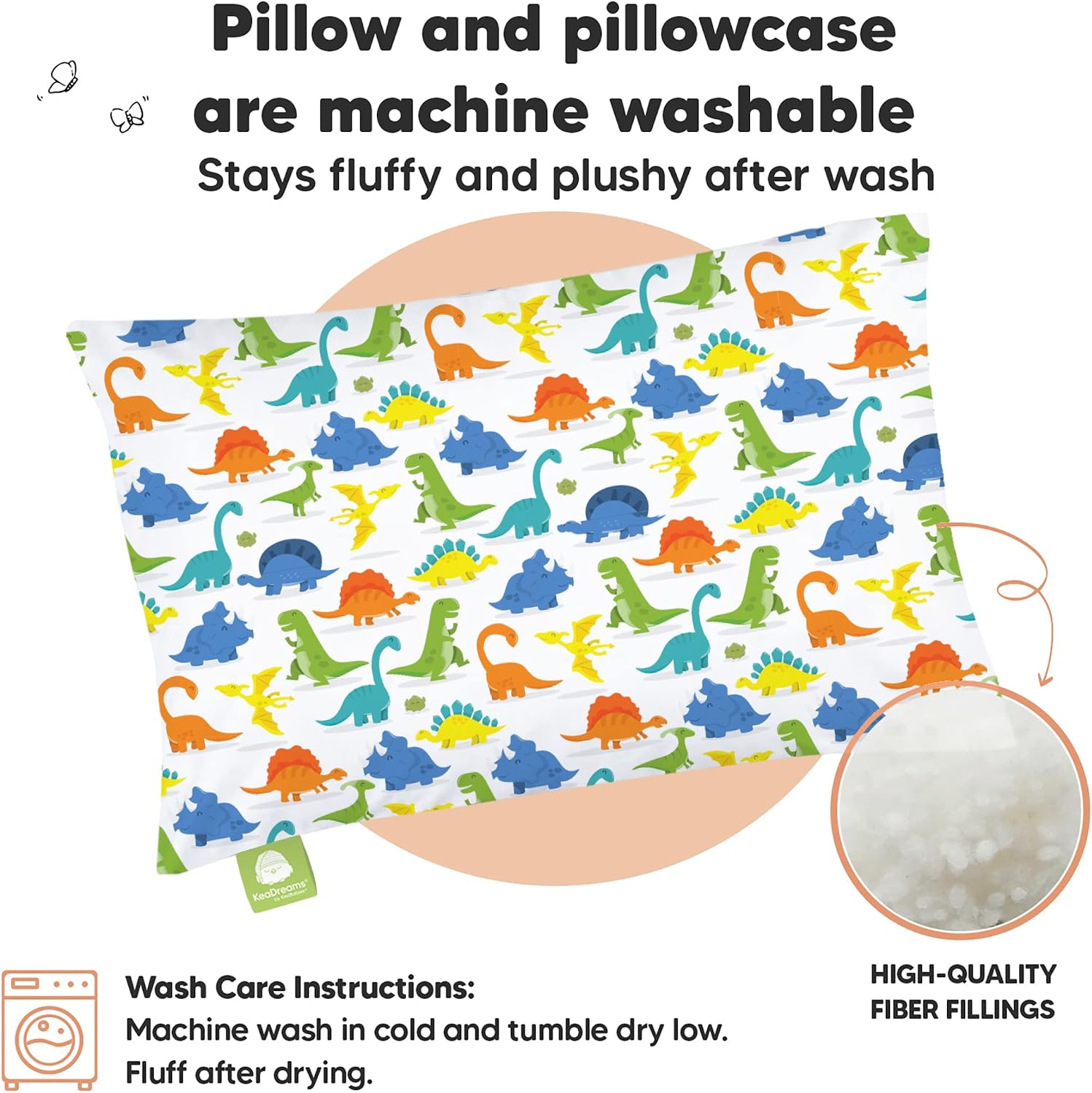Toddler Pillow with Pillowcase - 13x18 My Little Dreamy Kids Travel Bed Pillows for Sleeping, Organic Cotton Small Pillowcase, Soft &…