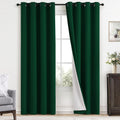 Yakamok 100% Blackout Curtains Dark Green Room Darkening Thermal Insulated with 2 Thick Layers-Hunter Green Window Drapes Set of 2 Panels f…