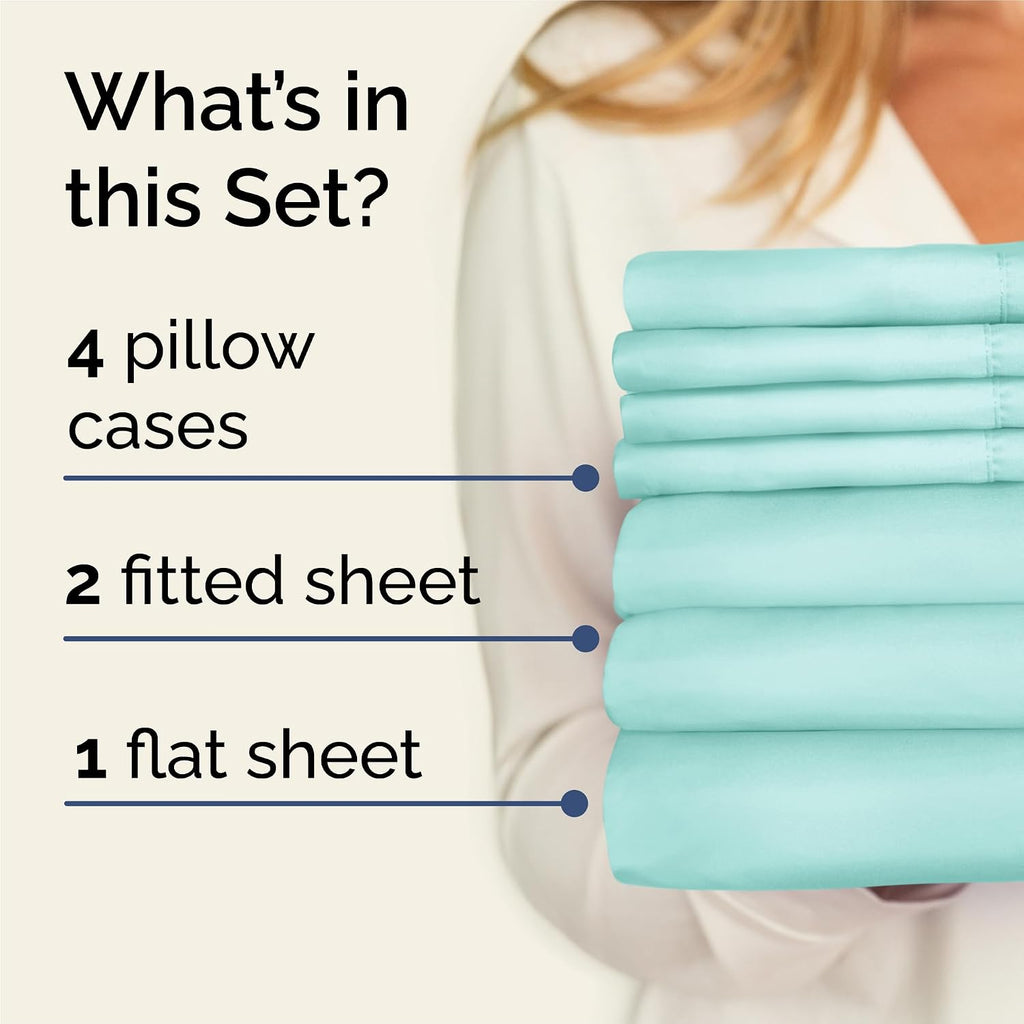Split King 7 Piece Sheet Set - Comfy, Breathable & Cooling - Soft Hotel Luxury Bedding for Women, Men, Kids, Teens and Children - 1 Flat…