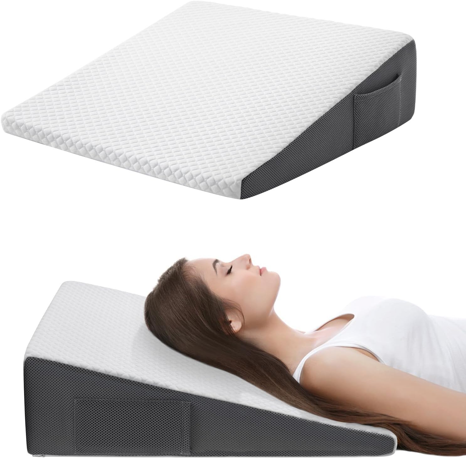 Cozymaker 7.5" Bed Wedge Pillow for Sleeping After Surgery, Back Support, Leg Elevation, Gerd Acid Reflux, Neck Pain, Snoring, Cooling…