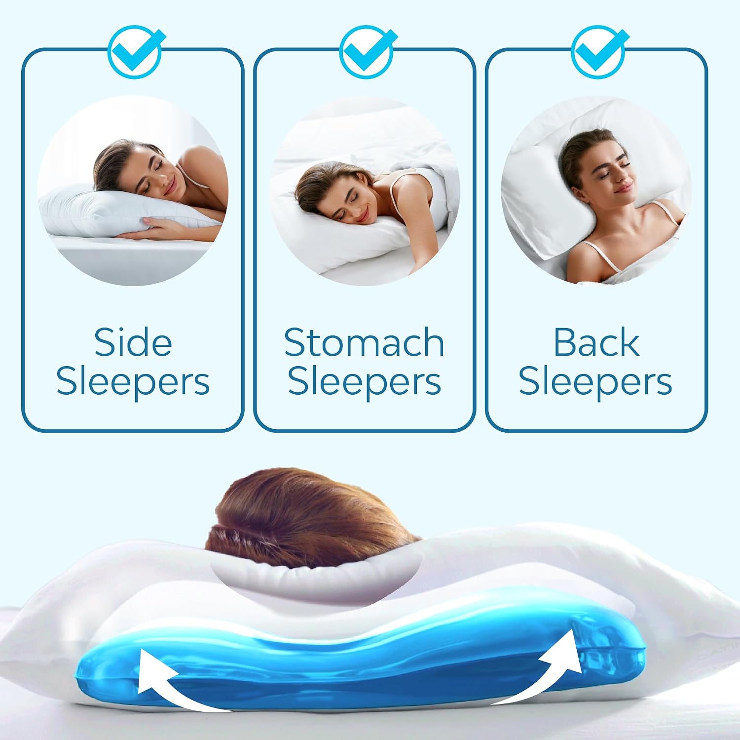 TheWaterPillowbyMediflow Mediflow Cooling Gel Memory Foam Water Pillow - Adjustable Pillow for Neck, Pillow for Side, Back, and Stomach Sl…