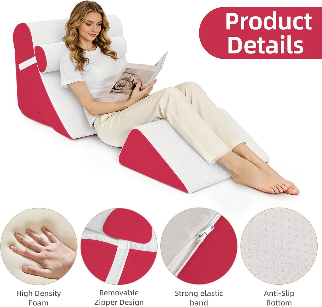 LevNubis 4PCS Orthopedic Bed Wedge Pillow Set for Post Surgery &, Adjustable Wedge Pillow for Back, Sitting up in Bed, Recovery, Acid R…