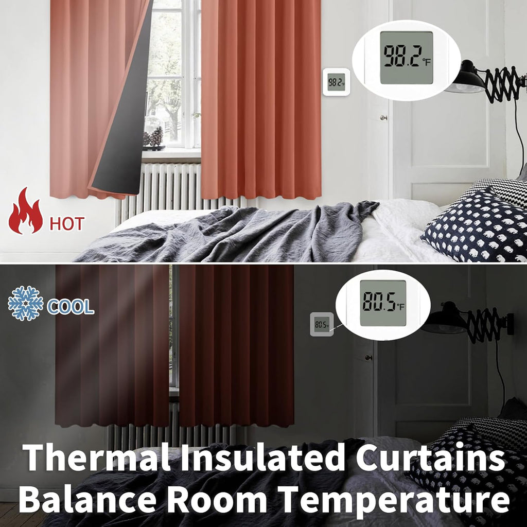 BGment Terracotta 100% Short Blackout Curtains for Cafe, Thermal Insulated Camper Curtains for Windows Full Room Darkening Rod Pocket and…