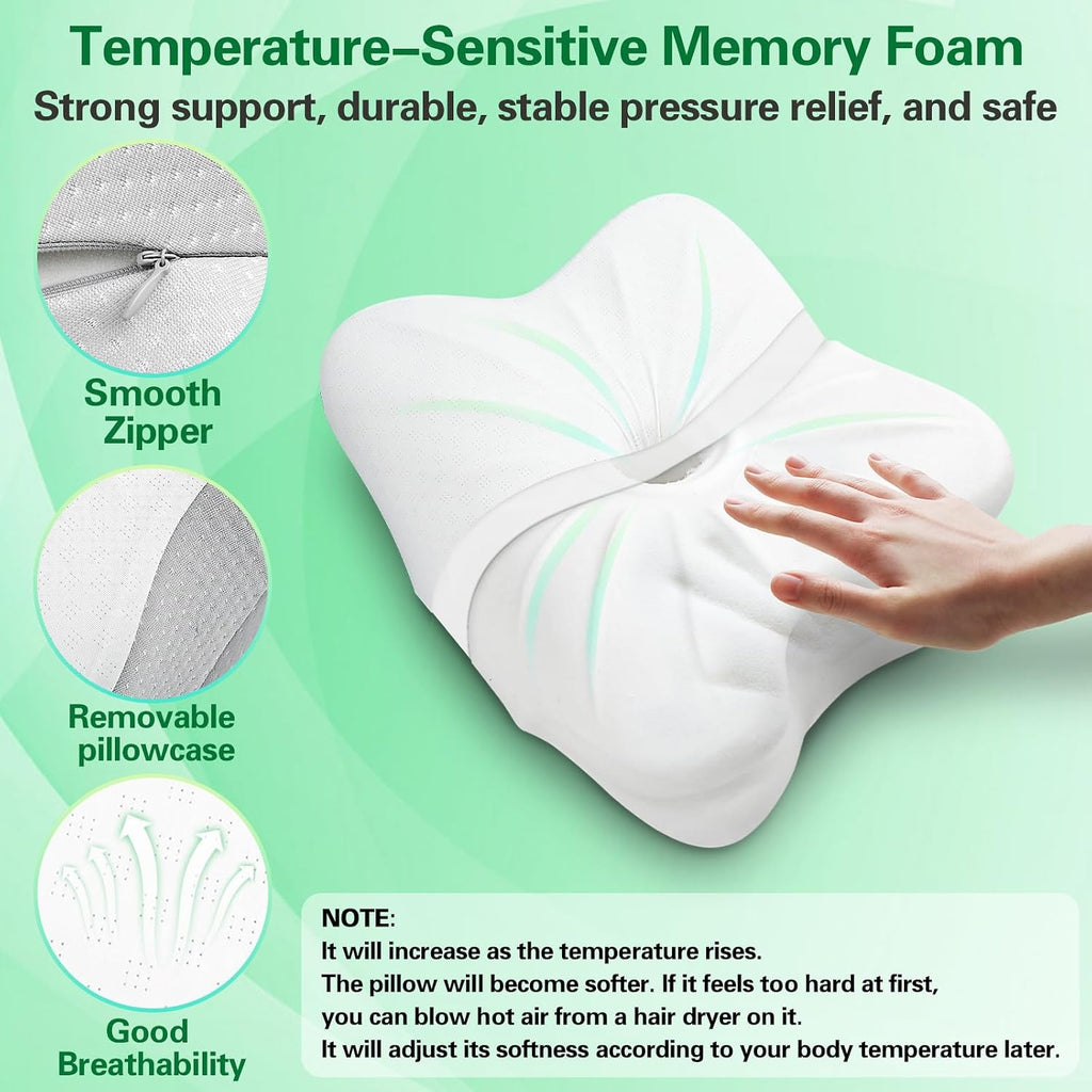 SAHEYER Memory Foam Camping Pillow, Travel Pillows for Sleeping, Cervical Neck Support Camping Gear Accessories - Small Pillow Travel…