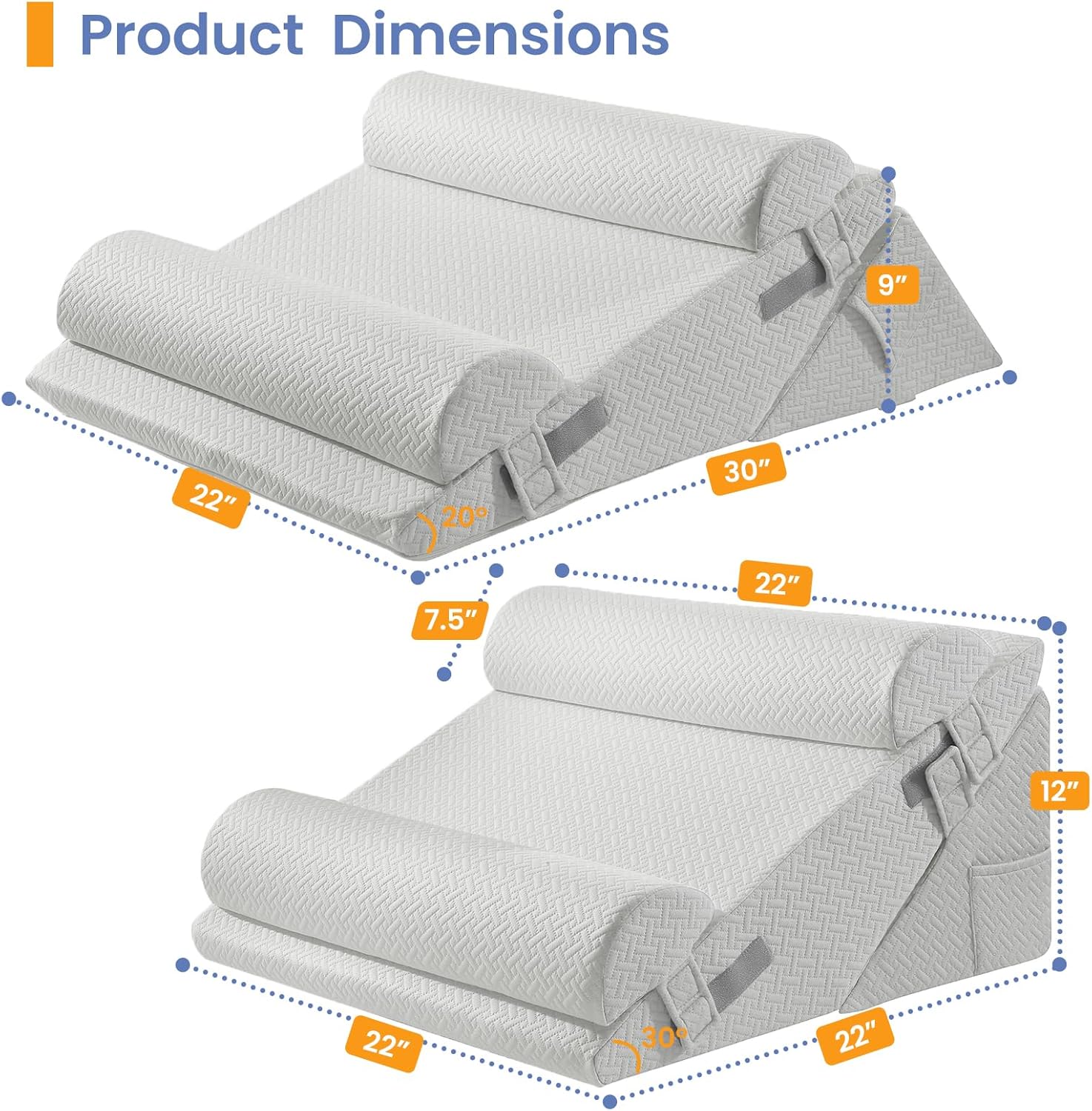 Sasttie Wedge Pillow Set for After Surgery, 3PCS Adjustable Bed Wedge Pillow Headboard with Memory Foam Neck Cushion – for Acid Reflux, Sle…