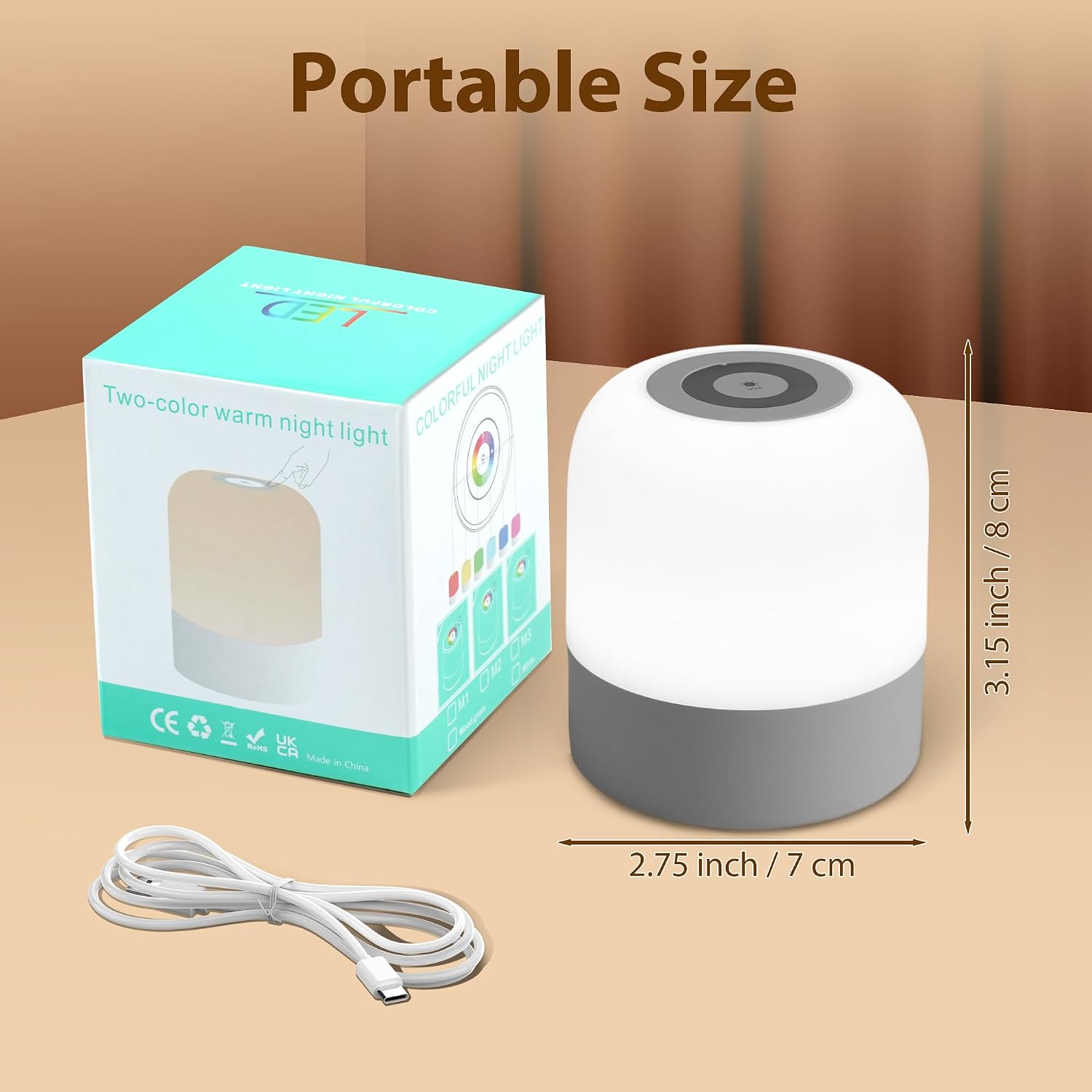 Fnmyco Portable Baby Night Light,3 Colours Egg Light for Nursery, Rechargeable Night Light for Kids, Small Cordless Table&Bedside Lamp, Eye Ca…