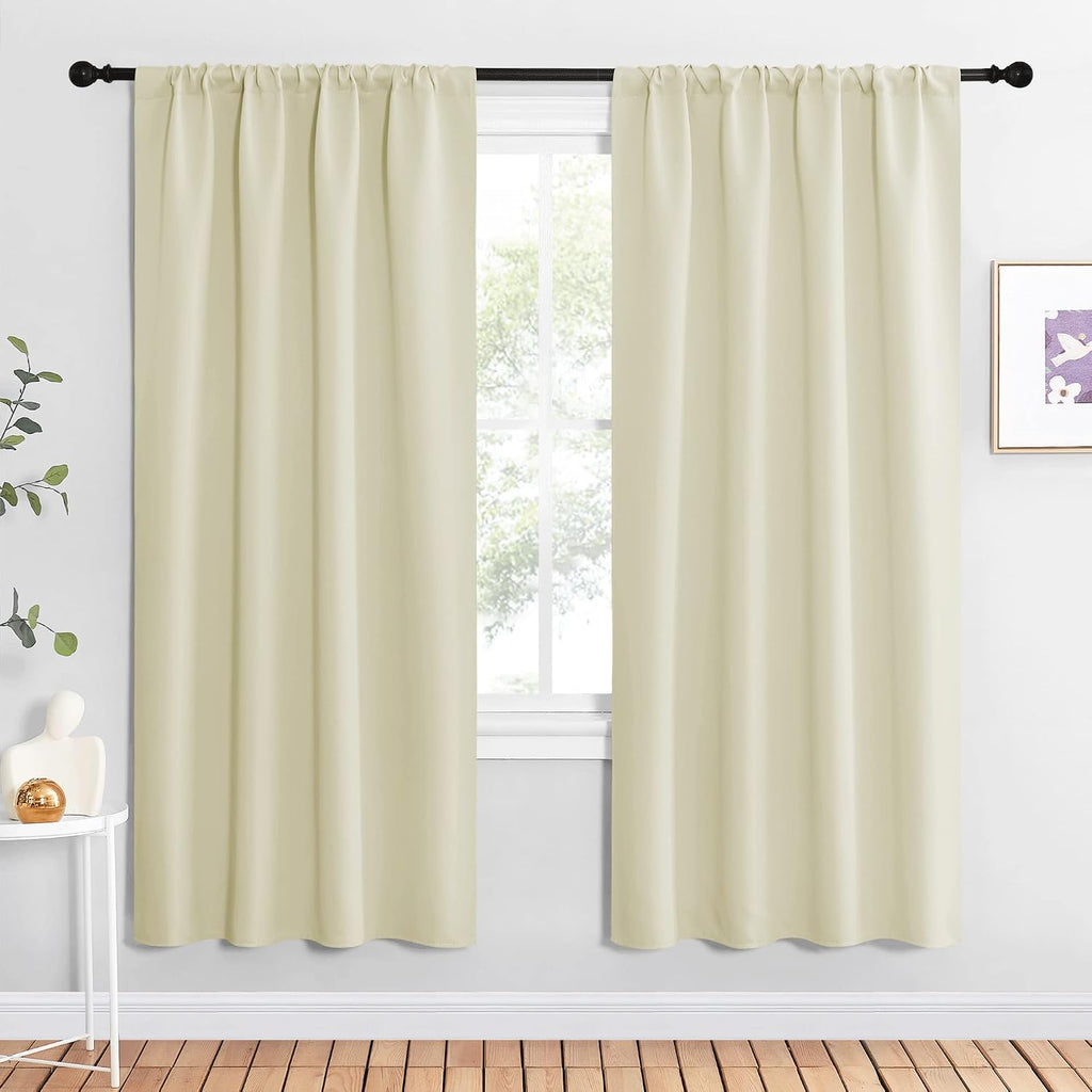 NICETOWN Beige Blackout Curtains for Living Room - Triple Weave Home Decoration Thermal Insulated Solid Rod Pocket Blackout Drapes for…