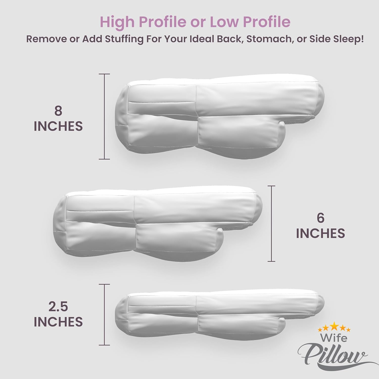 Wife Pillow - Charcoal Memory Foam, 1 LBS Extra Bag of Stuffing, Shredded Charcoal Infused Blended with Siliconized Fiberfill. Customize…