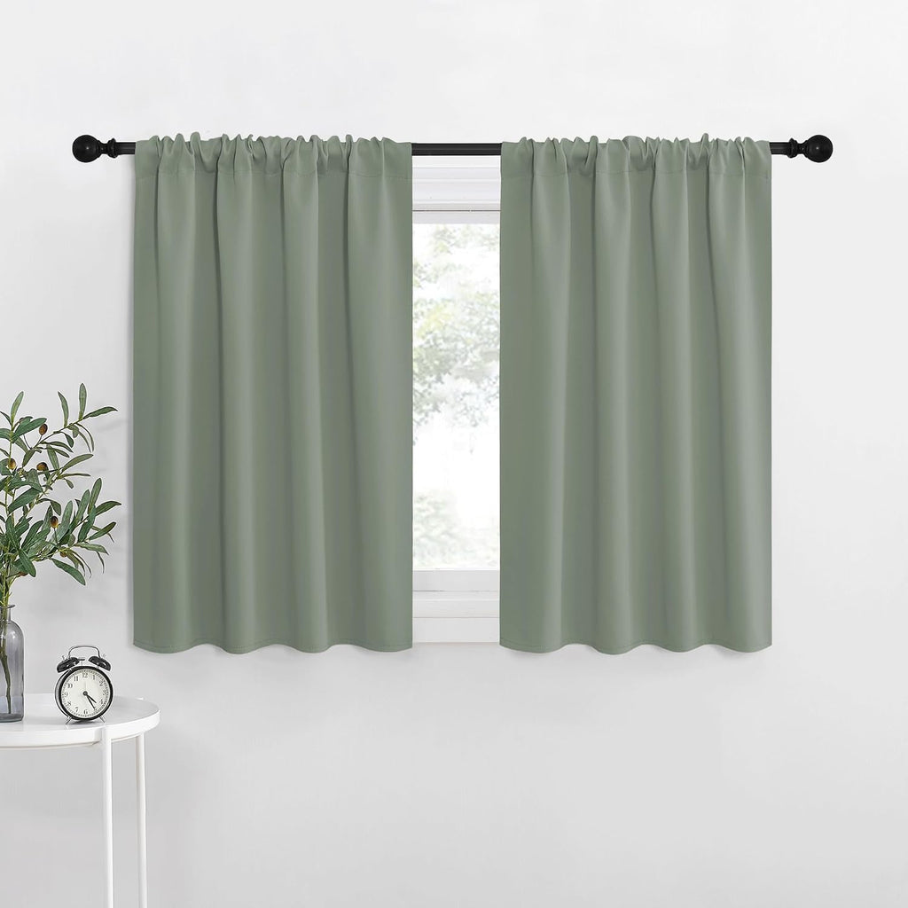 NICETOWN Window Curtains Blackout Drapes - Thermal Insulated Solid Rod Pocket Blackout Curtains/Draperies for Living Room (Sage Green…